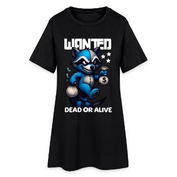 Wanted Waschbär Bandit lustig - Frauen T-Shirt-Kleid - Schwarz - Vorne