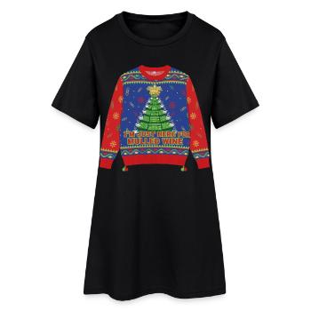 Ici pour le vin chaud - Robe T-shirt Femme - noir - Devant