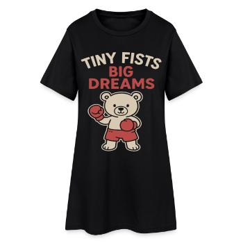Ours câlin avec motif de boxe et dicton motivant - Robe T-shirt Femme - noir - Devant