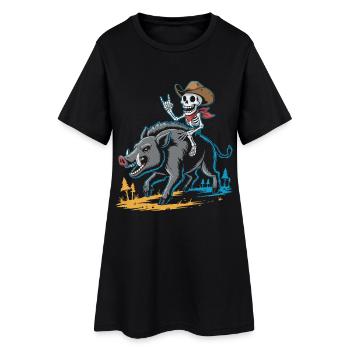 Cowboy Skelet and Boar Adventure - Women’s T-Shirt Dress - black - Front