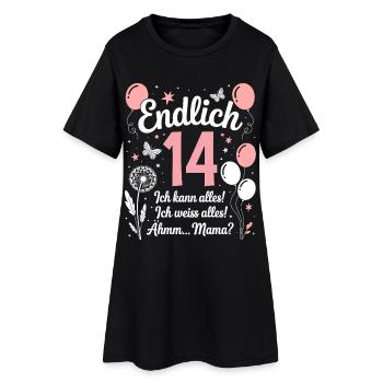 Enfin 14 Anniversaire 14 Ans Cadeau Fille - Robe T-shirt Femme - noir - Devant
