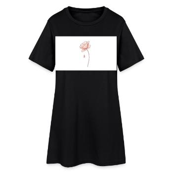 Dessin au trait délicat de rêve de fleur - Robe T-shirt Femme - noir - Devant