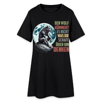 Wölfe DEN WOLF KÜMMERT ES NICHT WAS SCHAFE DENKEN - Frauen T-Shirt-Kleid - Schwarz - Vorne