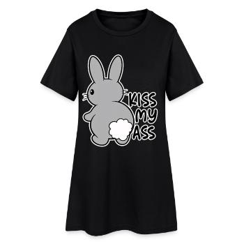 Vilain lapin de dessin animé – Embrasse-moi les bottes - Robe T-shirt Femme - noir - Devant