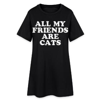 Tous mes amis sont des chats - Robe T-shirt Femme - noir - Devant