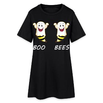 Buh-Bienen Halloween-Paar - Frauen T-Shirt-Kleid - Schwarz - Vorne