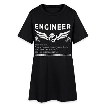 ENGINEER – Das Definitions-T-Stück - Frauen T-Shirt-Kleid - Schwarz - Vorne