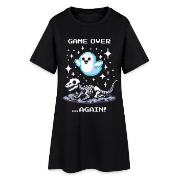 Fin du jeu... Encore | Rétro Dino Pixel Art - Robe T-shirt Femme - noir - Devant