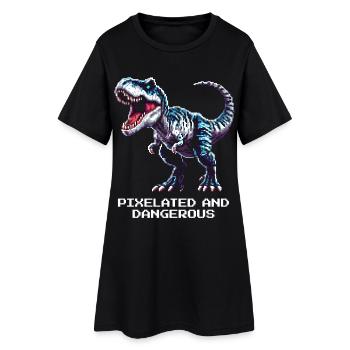Pixélisé et dangereux | Dinosaure - Robe T-shirt Femme - noir - Devant