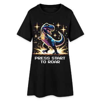 Appuyez sur start pour rugir | Dinosaure, Rétro - Robe T-shirt Femme - noir - Devant