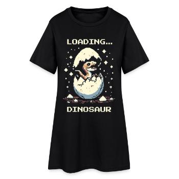Charges... Dinosaure | Rétro Dino Pixel Art - Robe T-shirt Femme - noir - Devant