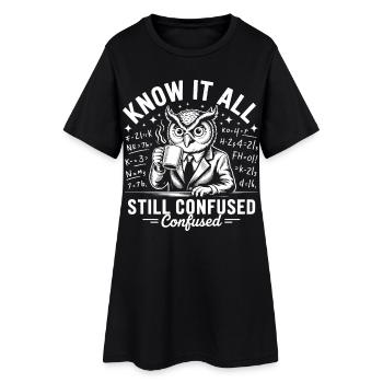 Je sais tout, chouette toujours confuse - Robe T-shirt Femme - noir - Devant