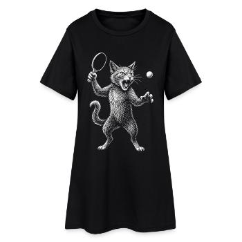 Tennis de table, ping-pong, joueur de tennis de table chat - Robe T-shirt Femme - noir - Devant