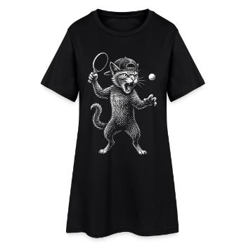 Tennis de table, ping-pong, joueur de tennis de table chat - Robe T-shirt Femme - noir - Devant