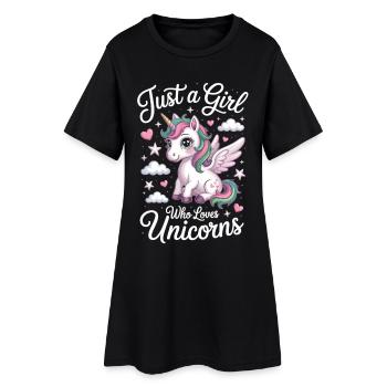 T-shirt licorne pour filles et femmes - Robe T-shirt Femme - noir - Devant