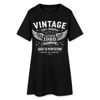 45 ans anniversaire | Anniversaire novembre 1980 - Robe T-shirt Femme - noir - Devant