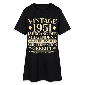 Vintage 1951 Vintage Born - 75th Birthday - Women’s T-Shirt Dress - black - Front