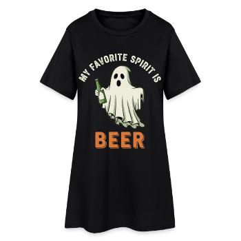 Humorvoller Geister-Drink-Print - Frauen T-Shirt-Kleid - Schwarz - Vorne