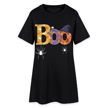 Boo motif Halloween - Robe T-shirt Femme - noir - Devant