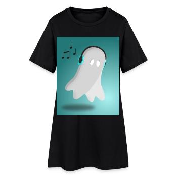 Geist mit Kopfhörern - Frauen T-Shirt-Kleid - Schwarz - Vorne