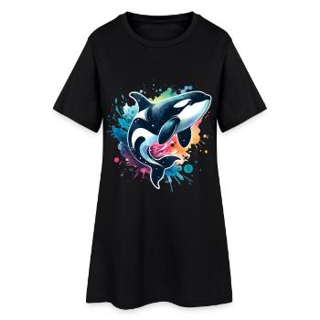 Orque Épaulard - Robe T-shirt Femme - noir - Devant