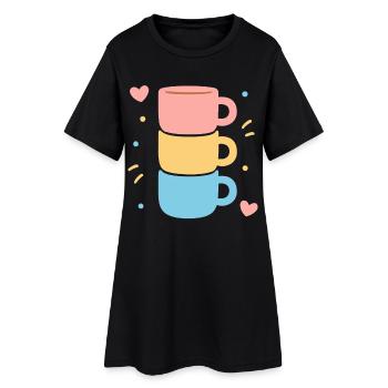 Jolie tasse à café pile Pastel coeurs amour - Robe T-shirt Femme - noir - Devant