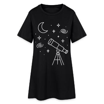 Télescope d’astronomie spatiale Lune étoiles Univers - Robe T-shirt Femme - noir - Devant