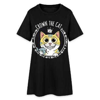 Crown the Cat: Regal Kitty - Women’s T-Shirt Dress - black - Front