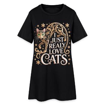 T-shirt pour les amoureux des chats idée cadeau - Robe T-shirt Femme - noir - Devant