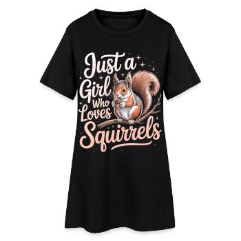 Cute Squirrel T-Shirt for Girls - Women’s T-Shirt Dress - black - Front