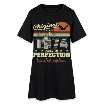 Novembre 1974 Anniversaire 1974 november 1974  - Robe T-shirt Femme - noir - Devant