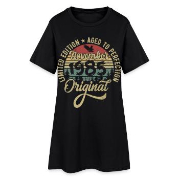 November 1985 Geschenk zum Jahrestag November 1985 - Frauen T-Shirt-Kleid - Schwarz - Vorne