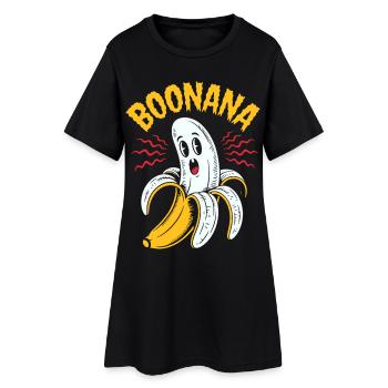 Banane effrayante Ghost Boo - Dessin animé d’Halloween - Robe T-shirt Femme - noir - Devant