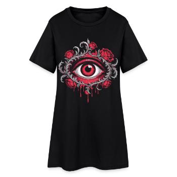 Oeil avec des roses épineuses - Roses Emblème gothique - Robe T-shirt Femme - noir - Devant