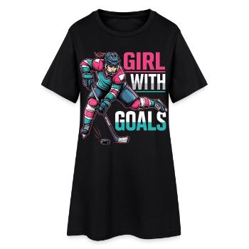 Fille Avec Des Buts Hockey Femme - Robe T-shirt Femme - noir - Devant