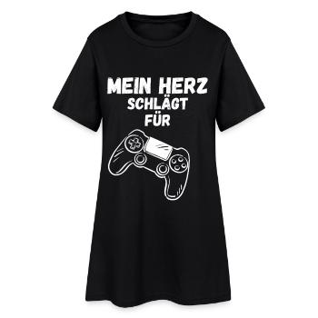 T-shirt gamer – Mon cœur bat pour les jeux - Robe T-shirt Femme - noir - Devant