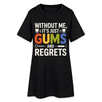 Präzisionsdesign für Zahnkronen - Frauen T-Shirt-Kleid - Schwarz - Vorne