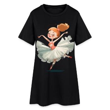 Ballerine danse en rose pastel - Robe T-shirt Femme - noir - Devant