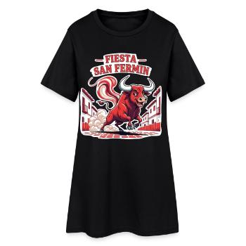 Fiesta San Fermín Stierlauf - Frauen T-Shirt-Kleid - Schwarz - Vorne