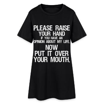 S’il vous plaît, levez la main si vous avez une opinion - Robe T-shirt Femme - noir - Devant