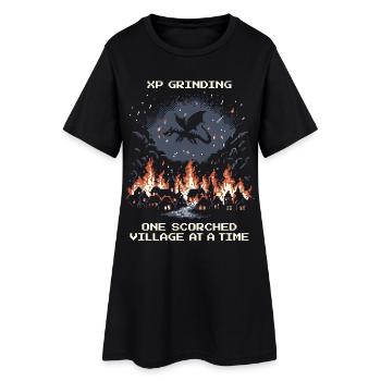 XP grinden: Dorf für Dorf verbrannt | Drache - Frauen T-Shirt-Kleid - Schwarz - Vorne