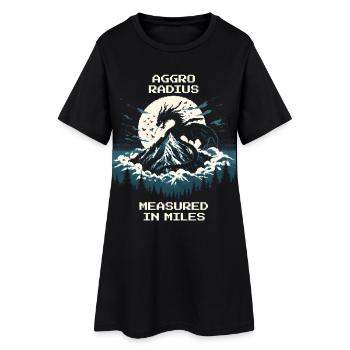 Rayon d’aggro | Dragon Rétro Pixel Art - Robe T-shirt Femme - noir - Devant