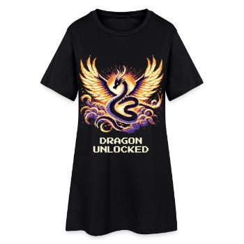 Dragon débloqué | RPG fantastique Pixel Art - Robe T-shirt Femme - noir - Devant