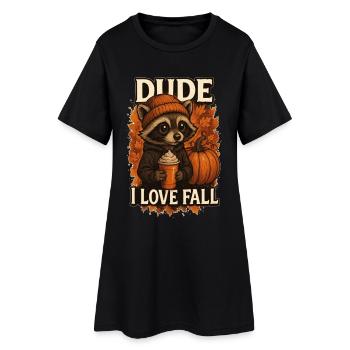 Waschbär Kerl Ich liebe Herbst - Frauen T-Shirt-Kleid - Schwarz - Vorne