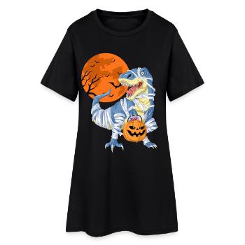 T-Rex Mumie Halloween - Frauen T-Shirt-Kleid - Schwarz - Vorne