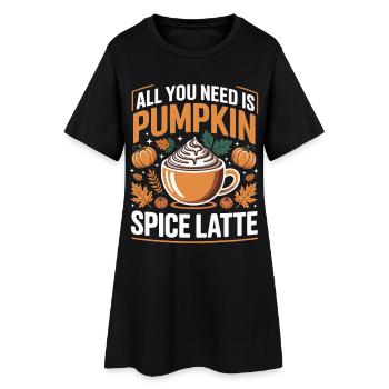 Pumpkin Autumn Pumpkin Spice Latte - Women’s T-Shirt Dress - black - Front