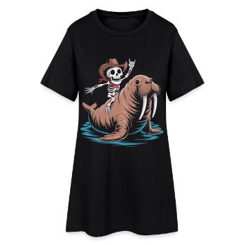 Cow-boy squelette sur morse - Robe T-shirt Femme - noir - Devant