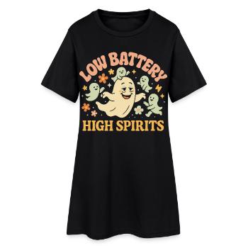 Batterie faible Humeur élevée parents Fantôme Drôle - Robe T-shirt Femme - noir - Devant