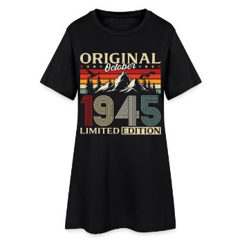 80ème Anniversaire Original Octobre Millésime 1945 - Robe T-shirt Femme - noir - Devant