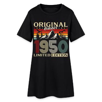 75ème Anniversaire Original Octobre Millésime 1950 - Robe T-shirt Femme - noir - Devant